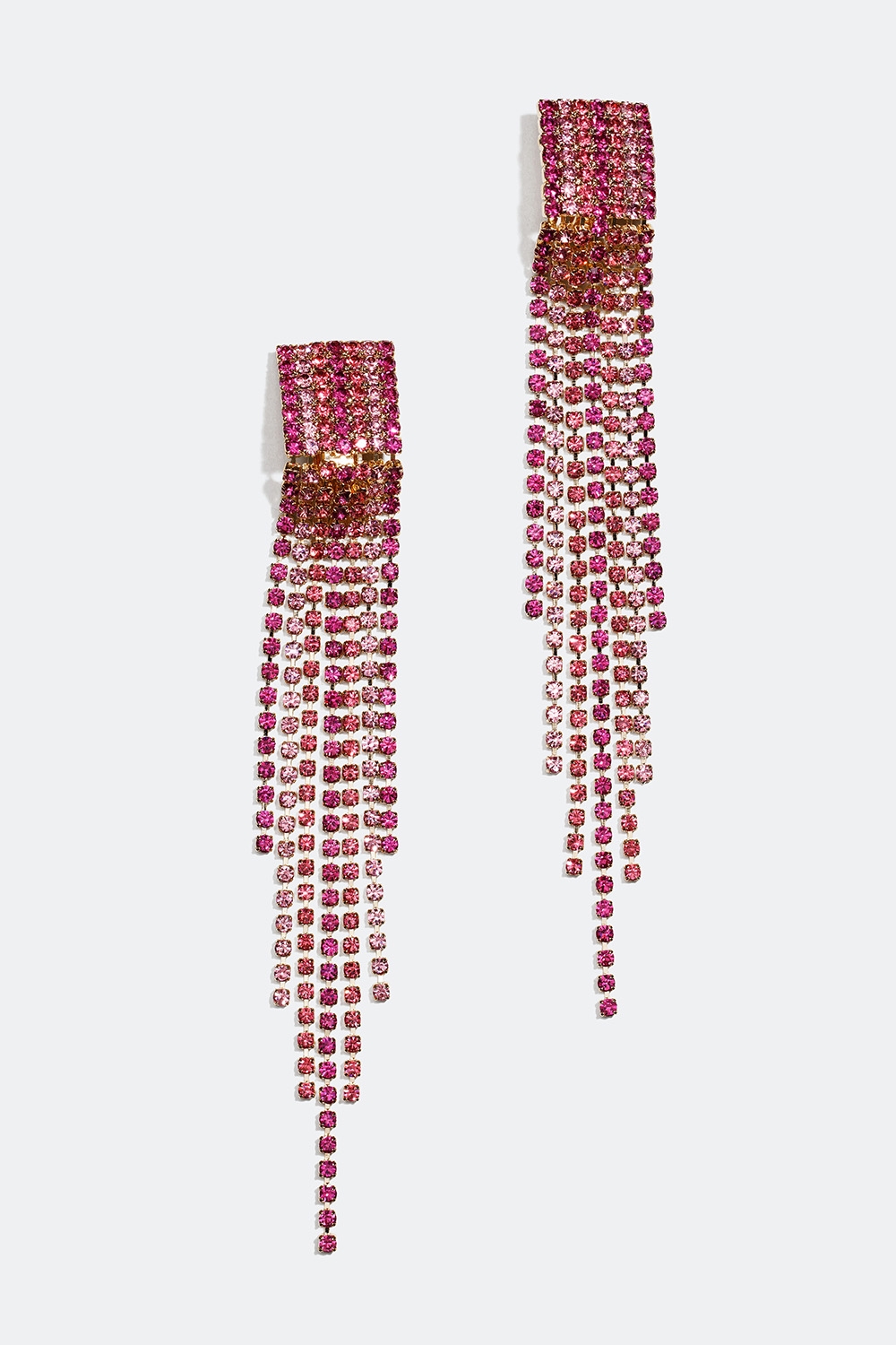 Clips med långa strasslänkar med rosa glasstenar i gruppen Smycken / Örhängen / Clips hos Glitter (253002895400)