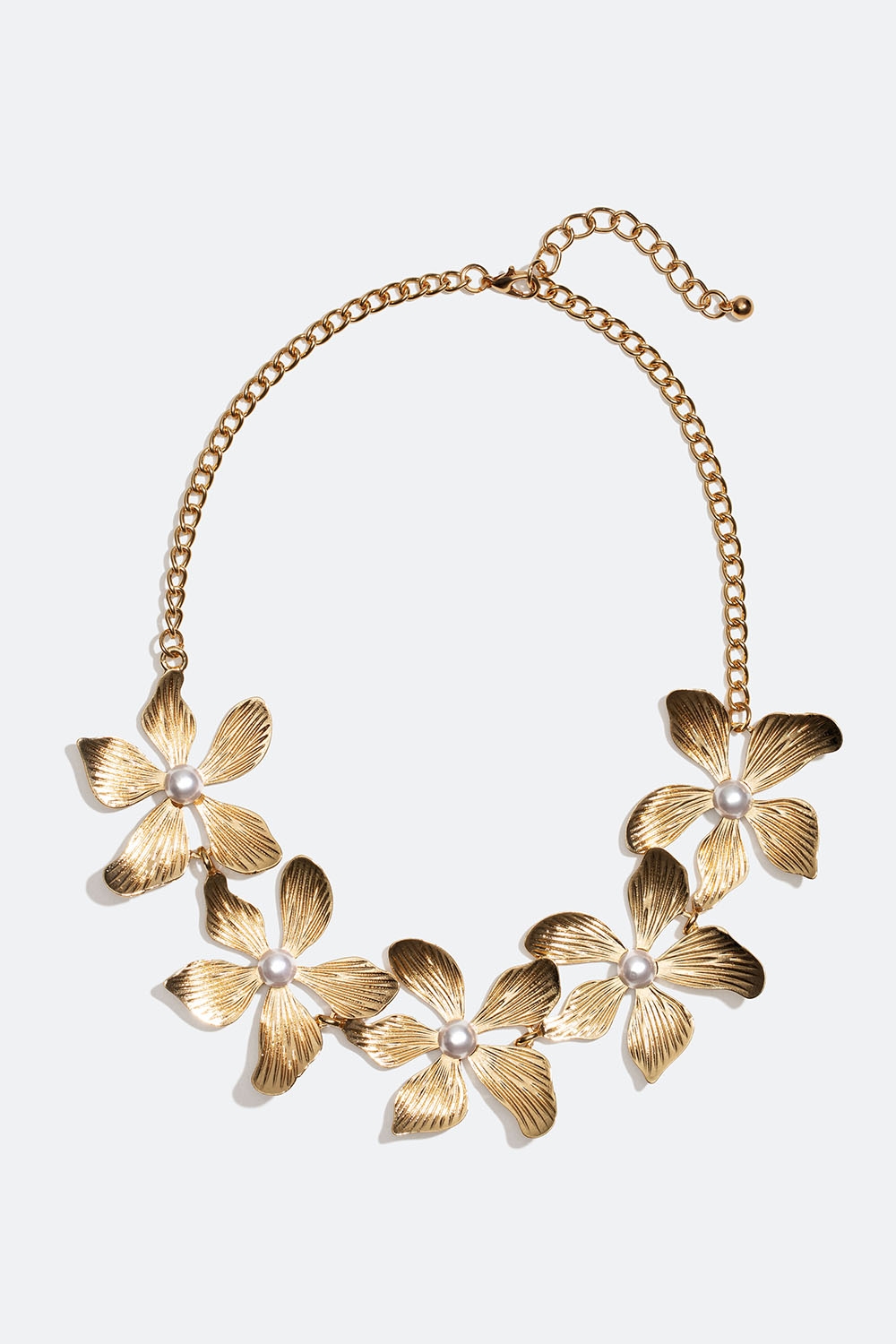 Guldfärgat halsband med stora blommor i gruppen Smycken / Halsband / Halsband med hänge hos Glitter (254001412002)