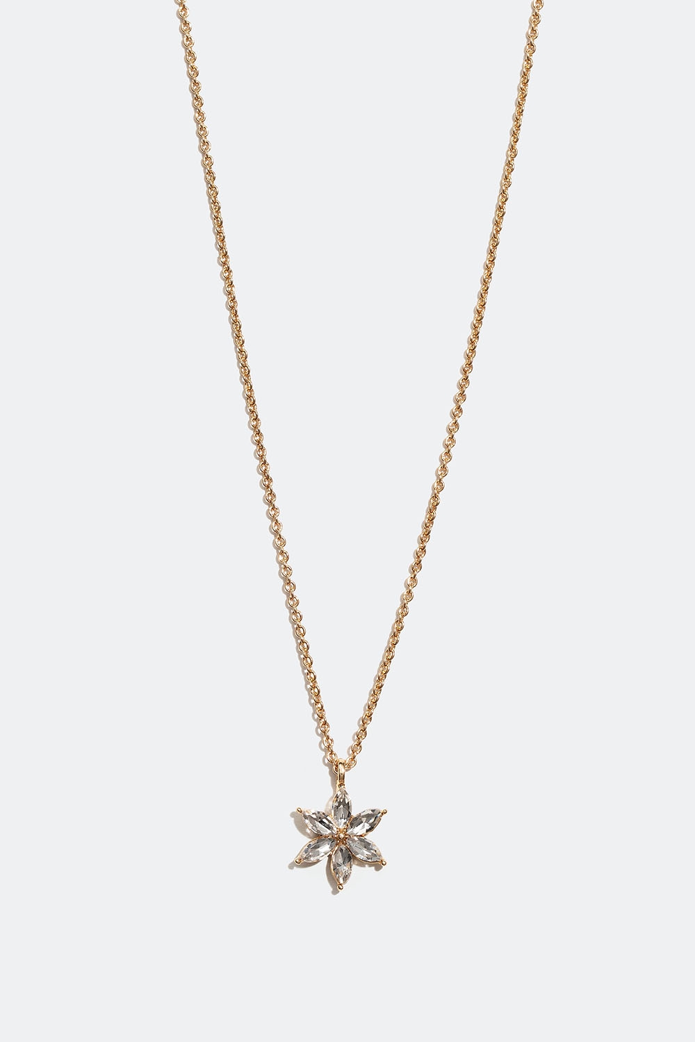 Guldfärgat halsband med blomma och glasstenar i gruppen Smycken / Halsband / Halsband med hänge hos Glitter (254001432002)