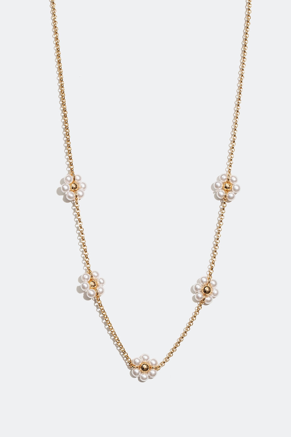 Guldfärgat halsband med vita blommor i gruppen Smycken / Halsband / Halsband med hänge hos Glitter (254001442002)