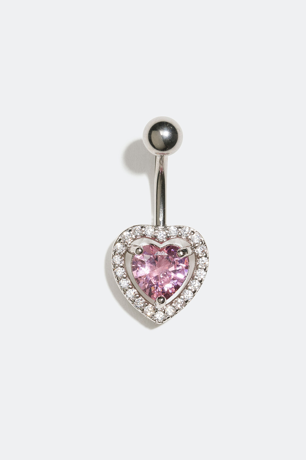Navelpiercing med rosa hjärta och stenar i Cubic Zirconia i gruppen Smycken / Piercings / Navelpiercings hos Glitter (255000335010)