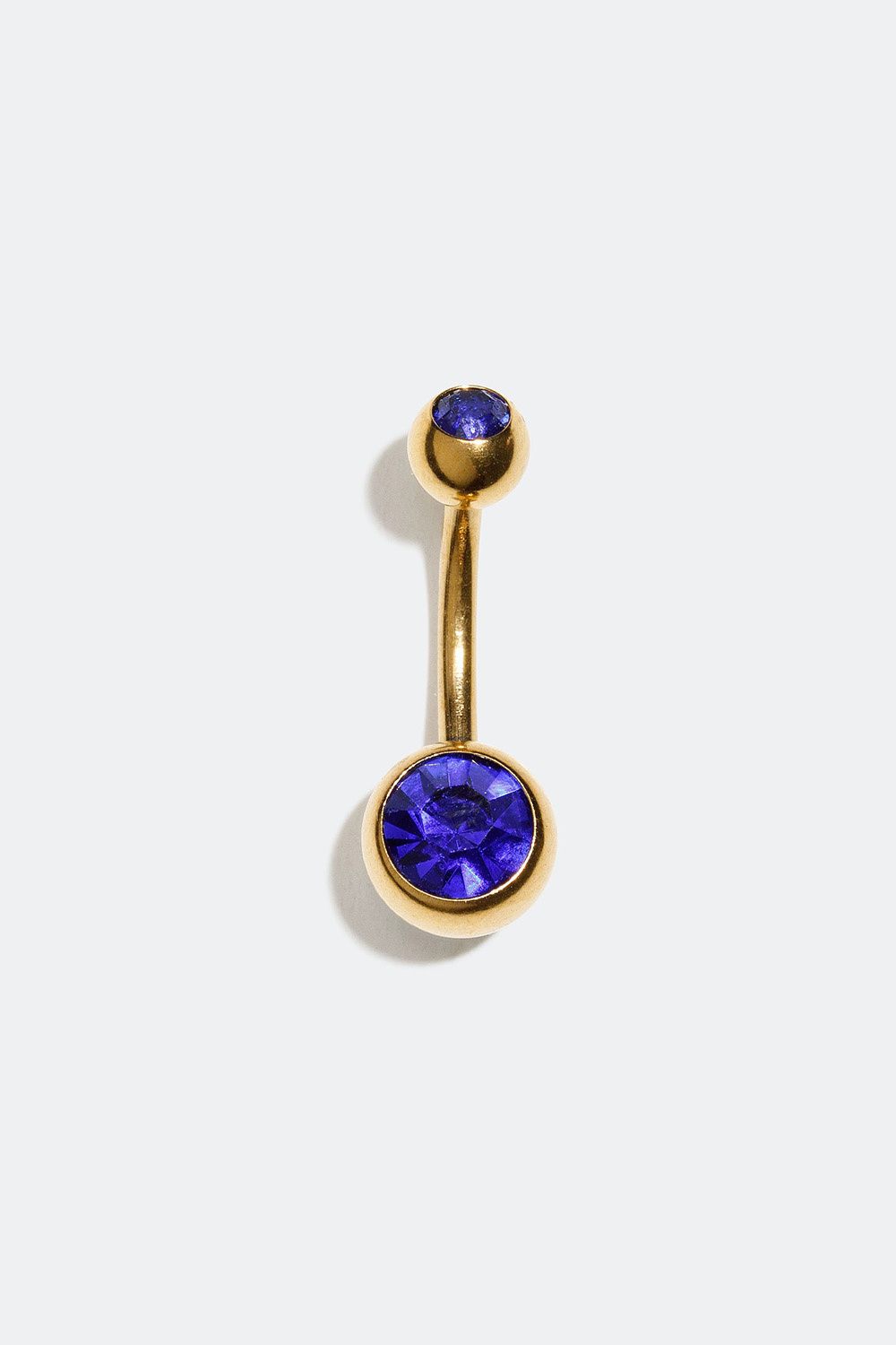 Guldfärgad navelpiercing med två blåa stenar i gruppen Smycken / Piercings / Navelpiercings hos Glitter (255000467210)