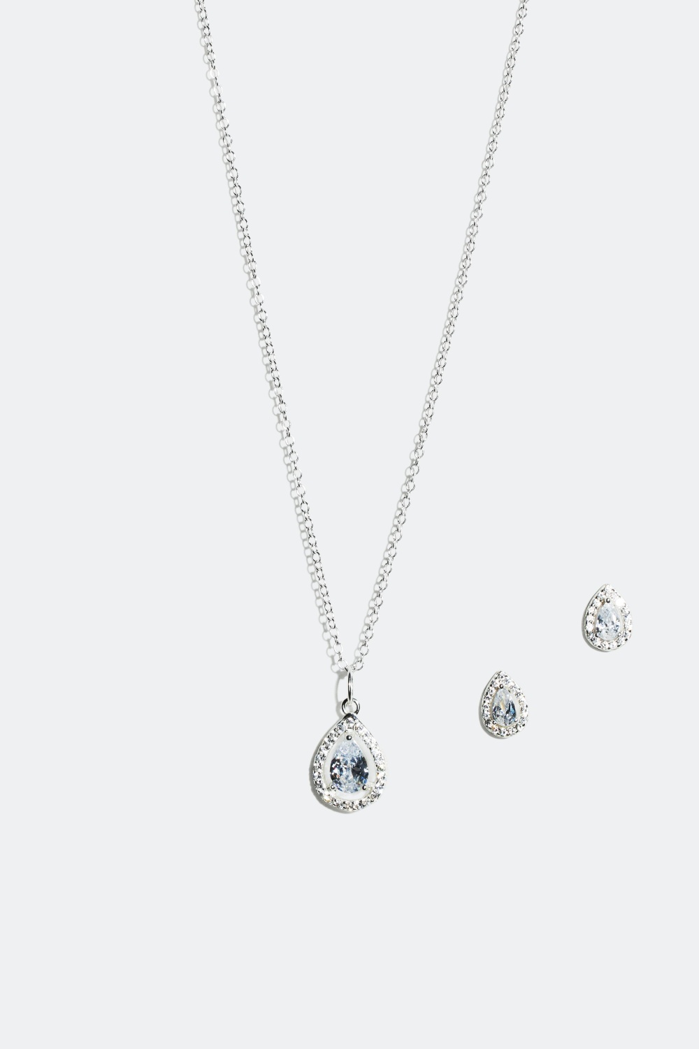 Smyckeset, halsband och örhängen med droppformade stenar i gruppen Äkta silver / Silverhalsband / Halsband i äkta silver med hänge hos Glitter (318321011000)