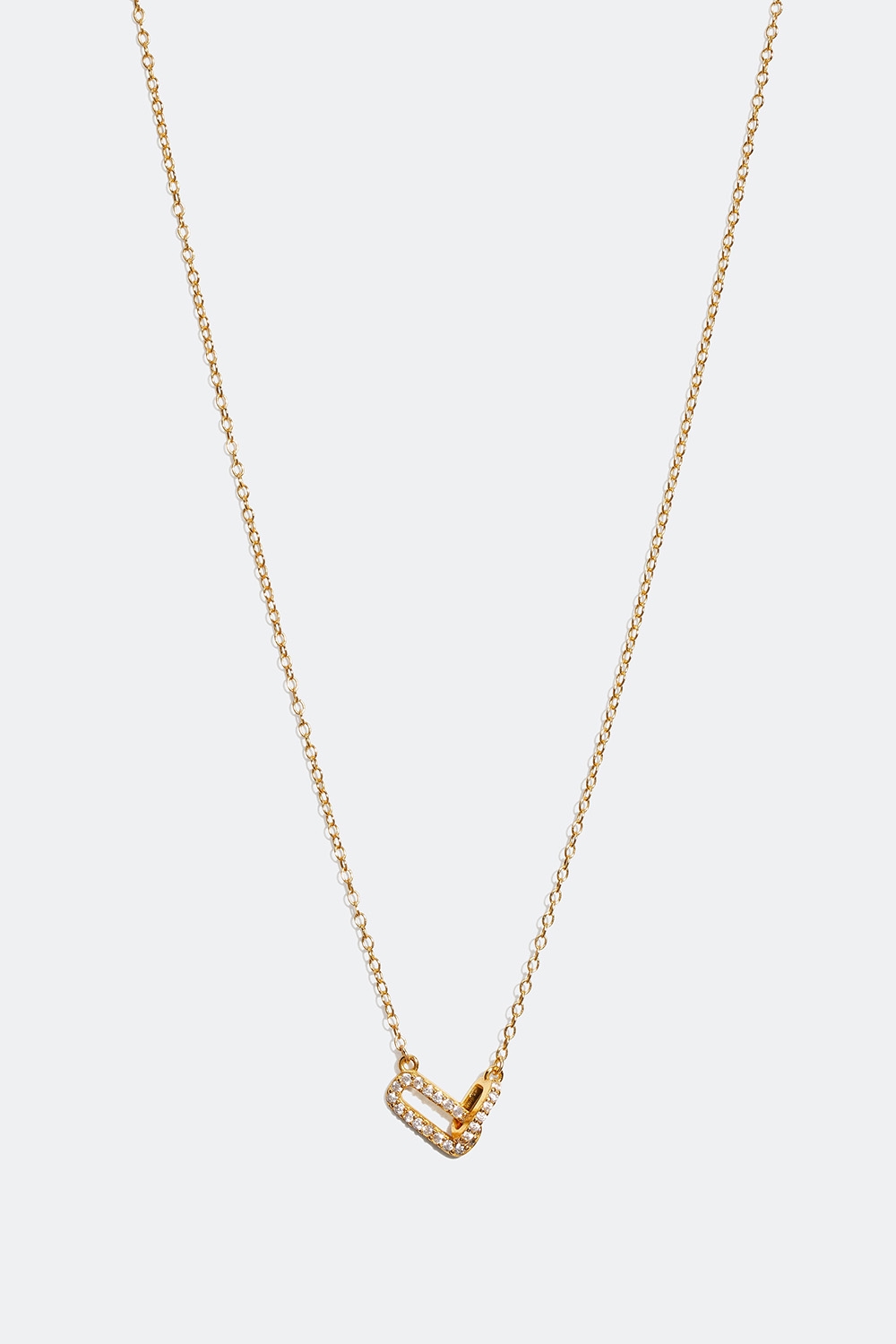 Halsband med länkar och Cubic Zirconia förgyllt med 18k guld i gruppen 18k Guldpläterat silver / Halsband i 18k guld hos Glitter (554000572000)