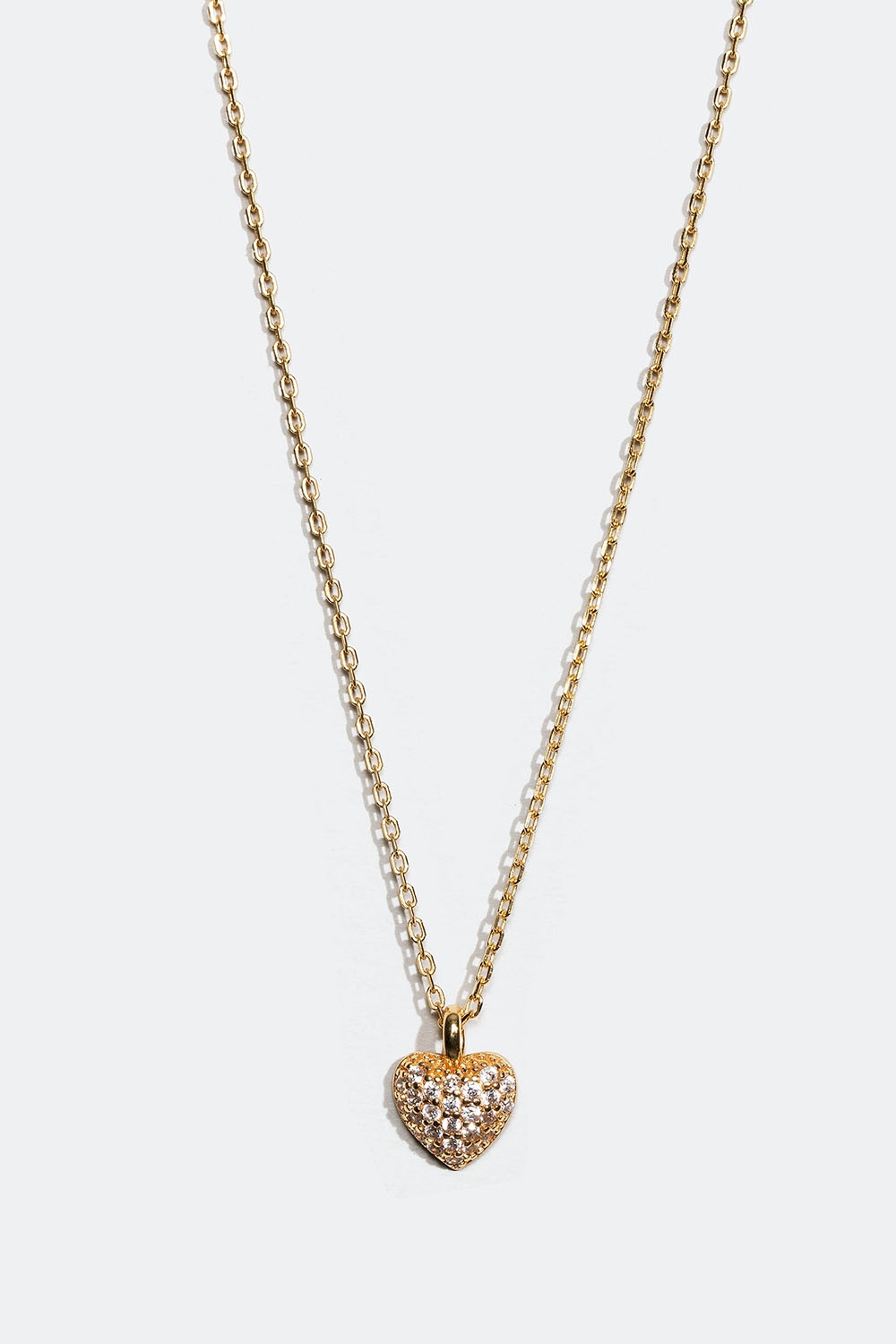 Halsband i 18k gulpläterat äkta silver med hjärta och Cubic Zirconia i gruppen 18k Guldpläterat silver / Halsband i 18k guld hos Glitter (554000782002)