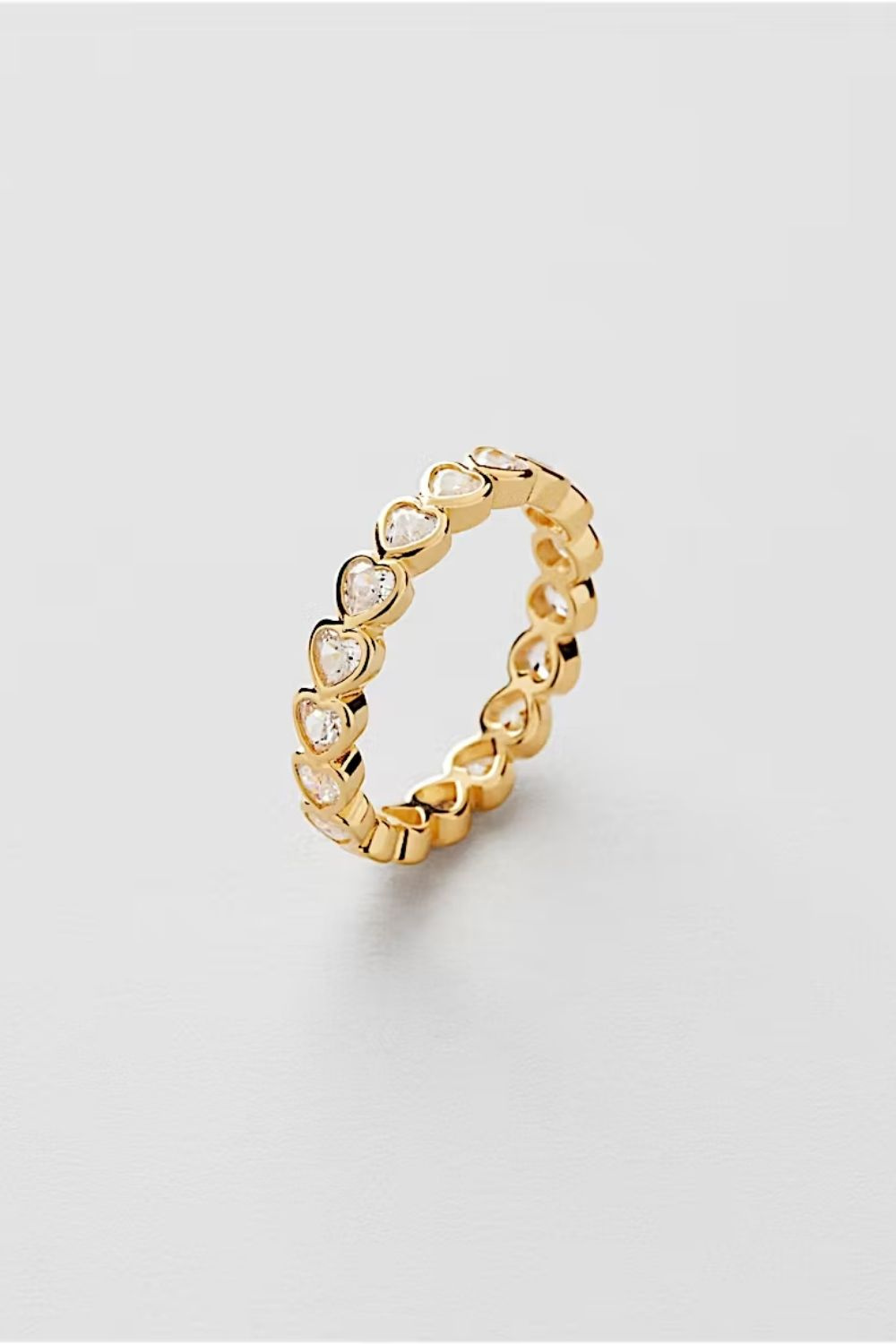 Bezel Heart Ring 18k Gold Plated
