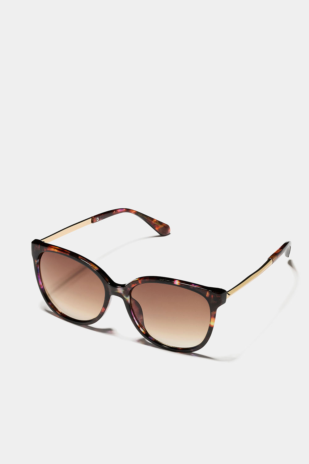 Tortoisemönstrade solglasögon med guldfärgade skalmar