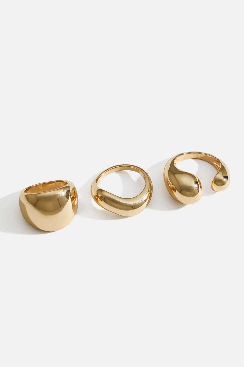 Guldfärgade chunky ringar, 3-pack