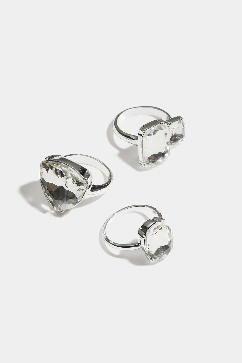 Ringar med glasstenar, 3-pack