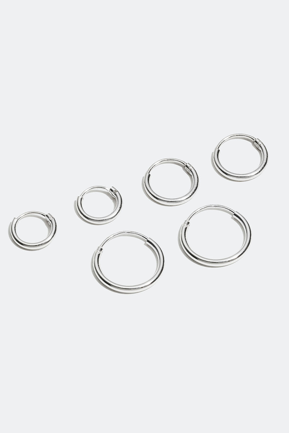 Hoops i äkta silver, 3-pack, 1 cm