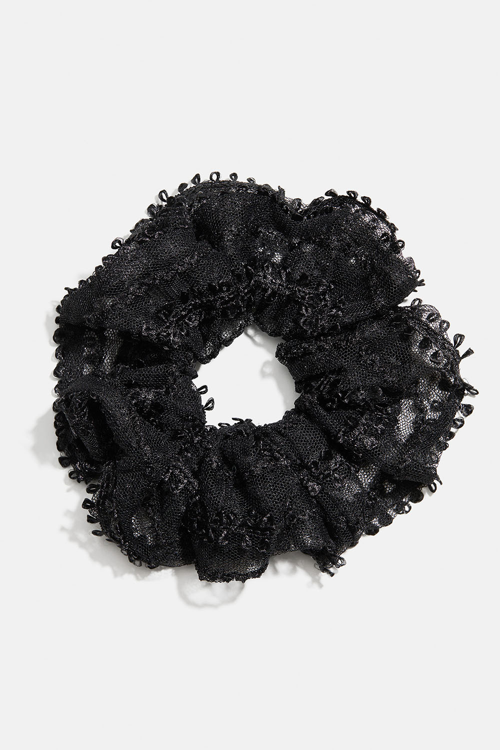 Stor svart scrunchie med spetstyg