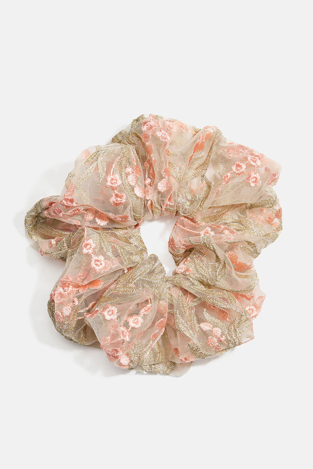 Stor scrunchie med brodyr av blommor