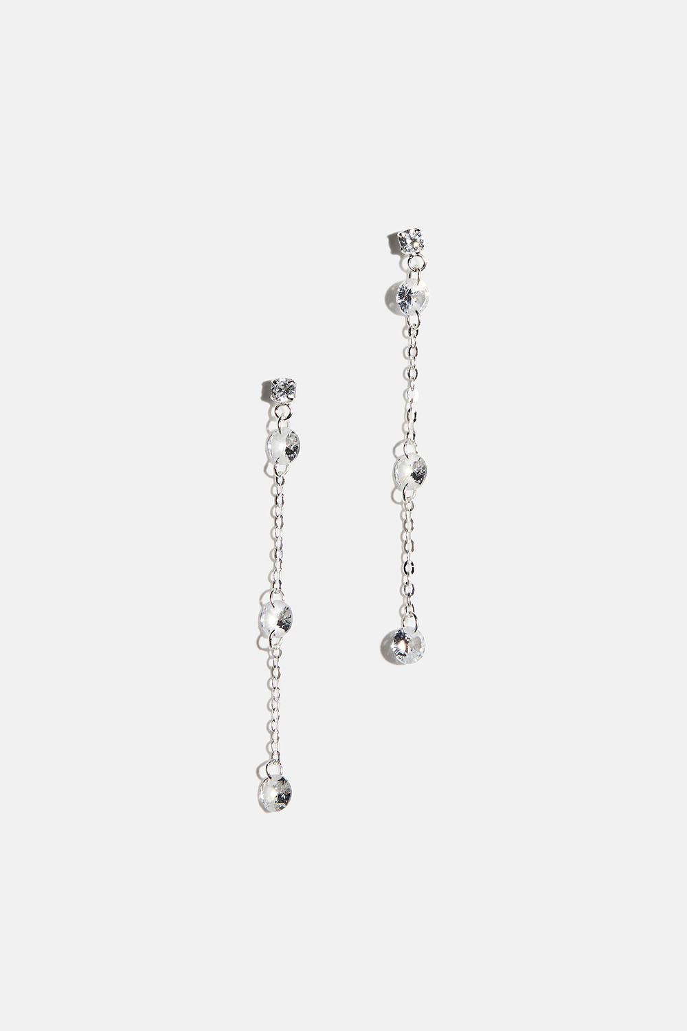 Örhängen i äkta silver med länkar och runda Cubic Zirconia