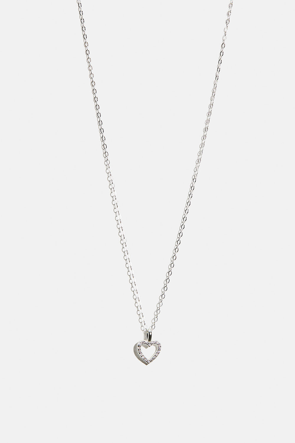 Halsband i äkta silver med hjärta och Cubic Zirconia stenar